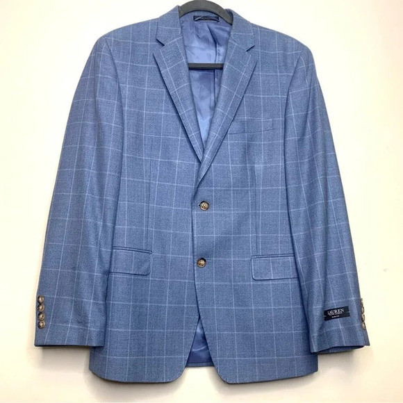 Lauren Ralph Lauren Wool Silk Blend Blue Contemporary Blazer Size 39R - Picture 1 of 14